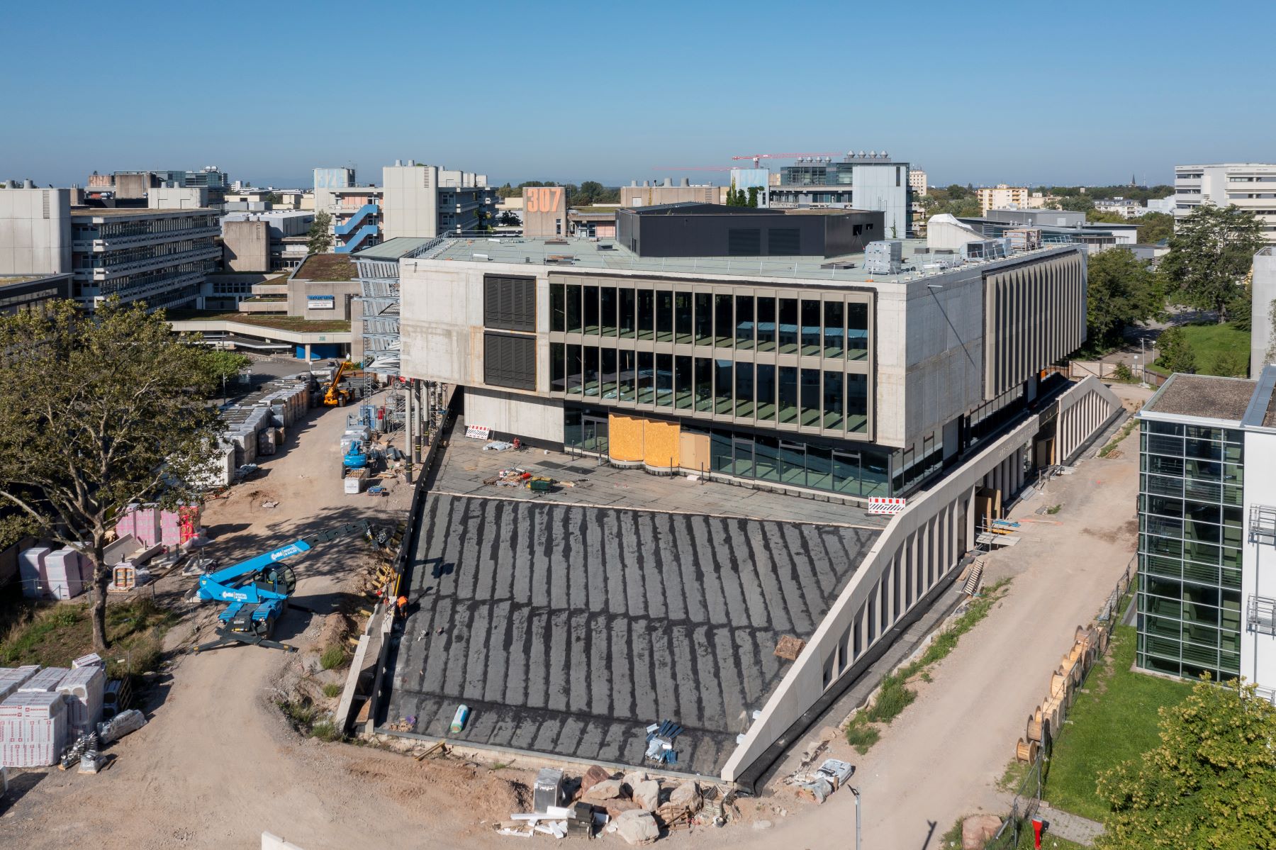 Baustelle des AudimaX in Heidelberg aus der Vogelperspektive