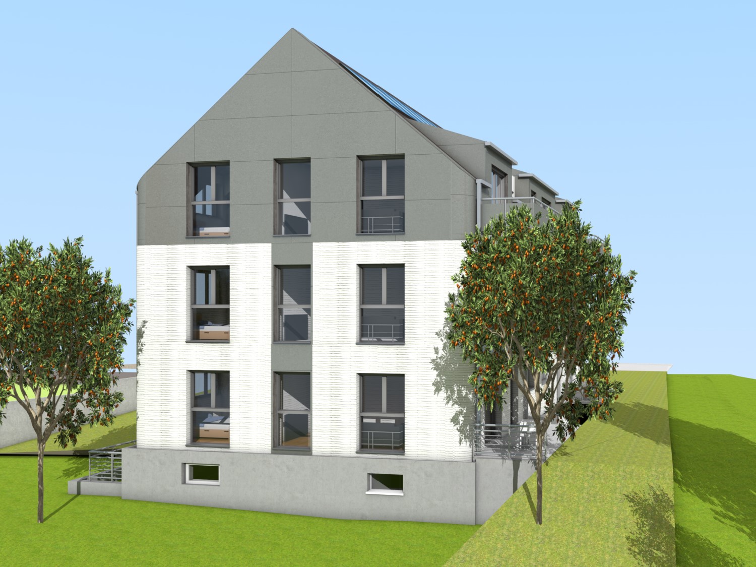 Mehrfamilienhaus mit 3D-Betondruck von Heidelberg Materials