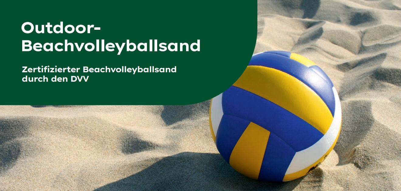 Beachvolleyballsand für höchste Ansprüche, zertifiziert durch den Deutschen Volleyballverband. Das Produkt ist in die Kategorie Outdooranlagen DVV-Beach 1 eingestuft und durch seine chemischen und physikalischen Eigenschaften bestens geeignet für den Einsatz bei Wettbewerben im Beachsport.