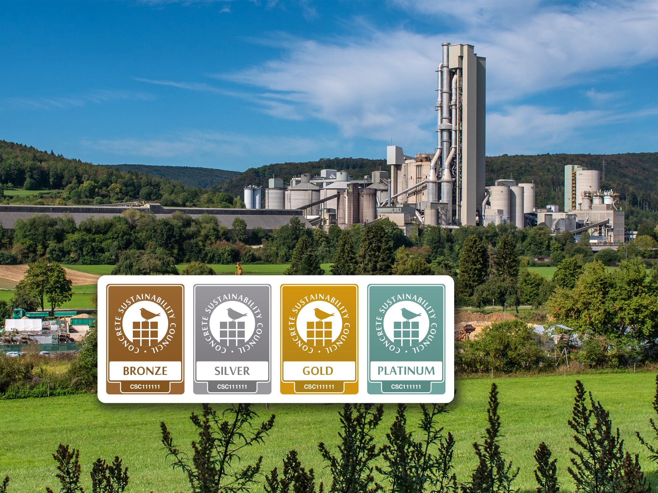 Nachhaltig Bauen mit CSC-zertifiziertem Zement, Beton sowie Zuschlagstoffen.