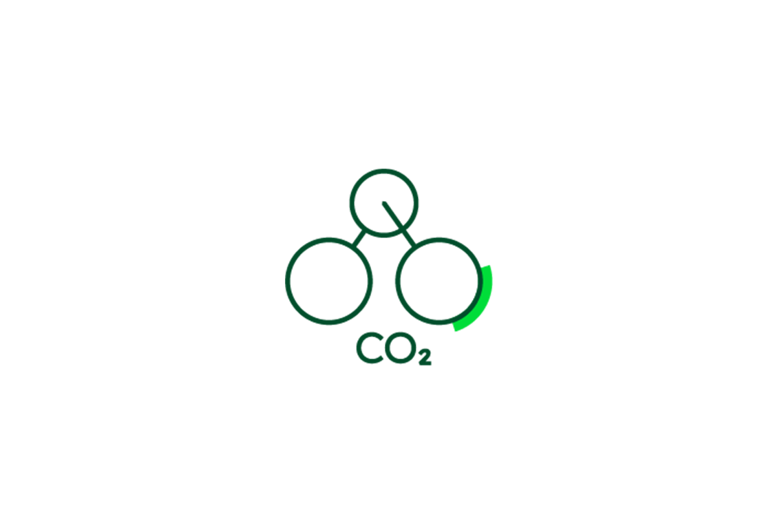 Logo von Heidelberg Materials mit grünem Symbol aus Kreisen und der Aufschrift "CO2".