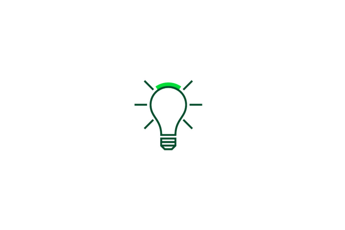 Grünes Glühbirnen-Symbol, das eine Idee oder nachhaltige Innovation darstellt.