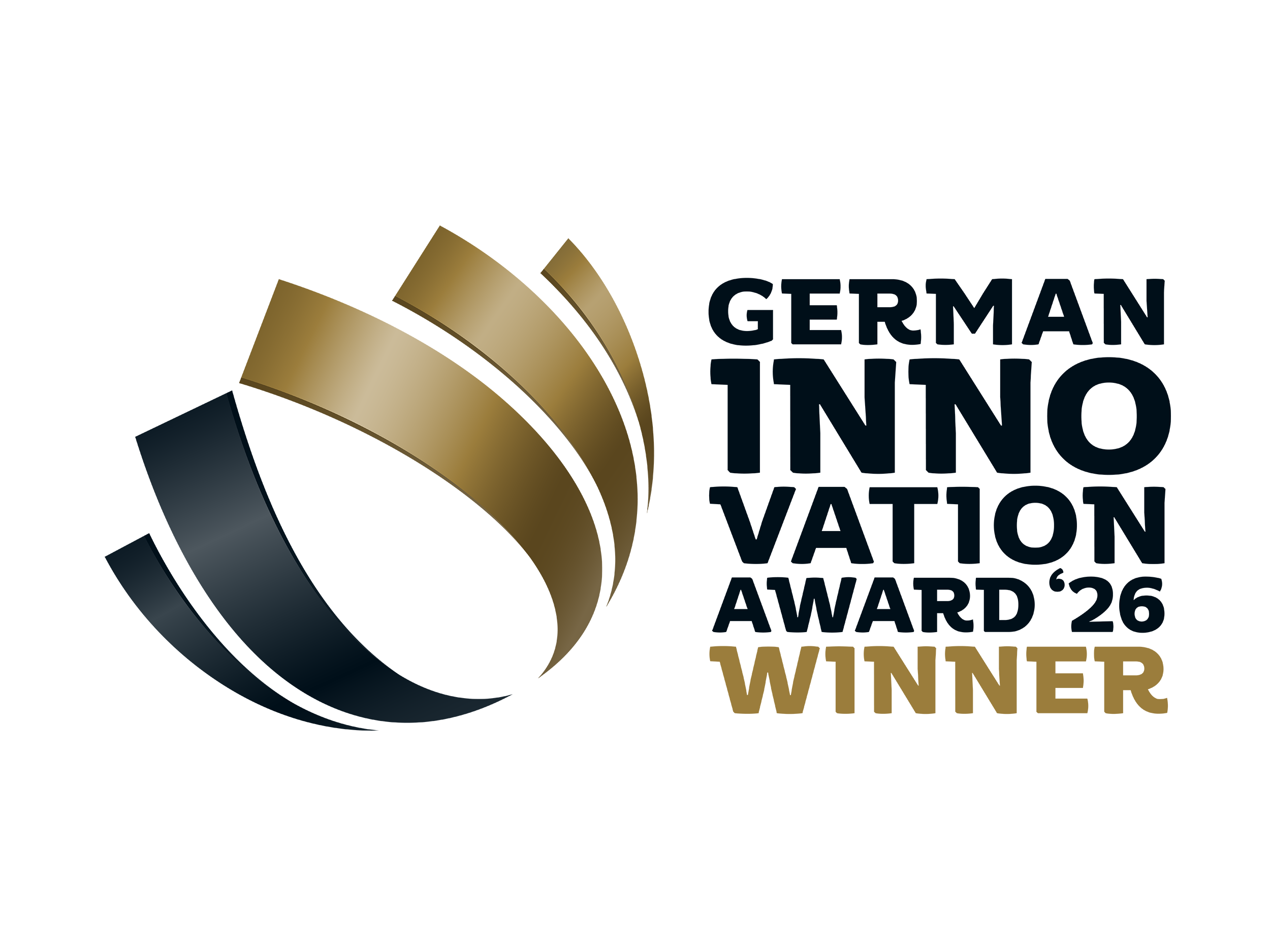 Logo der German Innovation Award Gewinner in Gold und Schwarz.