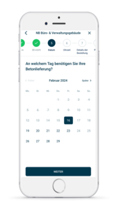 OnSite App Betonbestellung Lieferdatum
