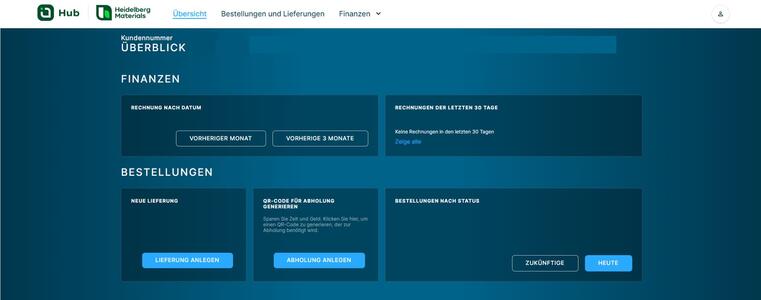 Kundenportal Hub von Heidelberg Materials - Startseite